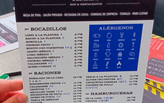 Menús impresos en PVC | Global Montero