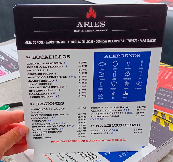 Menús impresos en PVC | Global Montero Menús impresos en PVC | Global Montero